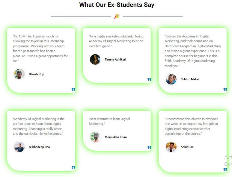 Student testimonials of Academy of Digital Marketing's Master Program